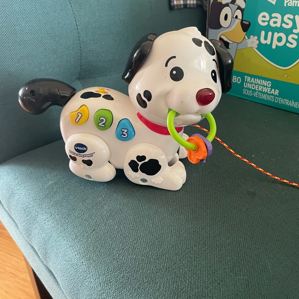 Pull and Sing Puppy - Black and White